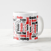 Red Black Multilingual Dank je Word Cloud Grote Koffiekop (Voorkant rechts)