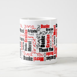 Red Black Multilingual Dank je Word Cloud Grote Koffiekop