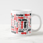 Red Black Multilingual Dank je Word Cloud Grote Koffiekop (Rechts)