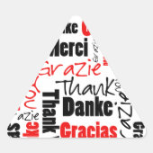 Red Black Multilingual Dank je Word Cloud Sticker (Voorkant)