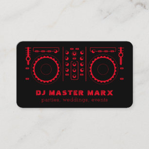 Red Black Music Platenspeler Disk Jockey DJ Visitekaartje