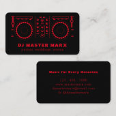 Red Black Music Platenspeler Disk Jockey DJ Visitekaartje (Voorkant / Achterkant)