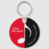Red Black Music Symbool op Sleutelhanger met naam (Voorkant)