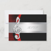 Red Black Music Treble Clef RSVP (Voorkant)
