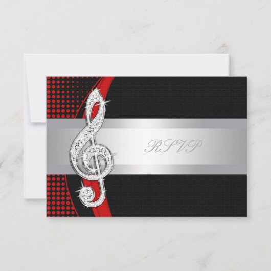 Red Black Music Treble Clef RSVP (Voorkant)