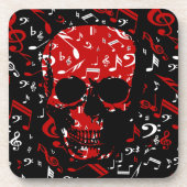 Red Black Musical Notes skull Bier Onderzetter (Voorkant)