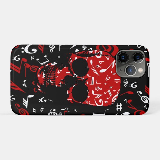 Red Black Musical Notes skull Case-Mate iPhone Case (Achterkant (horizontaal))