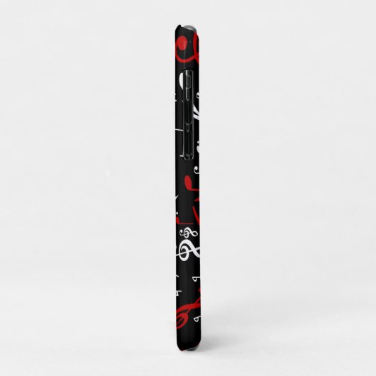 Red Black Musical Notes skull Case-Mate iPhone Case (Achterkant/links)