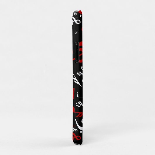 Red Black Musical Notes skull Case-Mate iPhone Case (Achterkant/rechts)