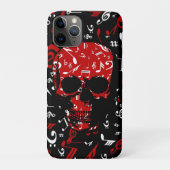 Red Black Musical Notes skull Case-Mate iPhone Case (Achterkant)