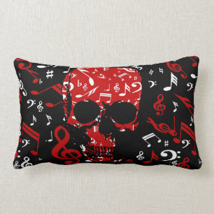 Red Black Musical Notes skull Kussen