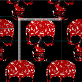 Red Black Musical Notes skull Stof (Delen)
