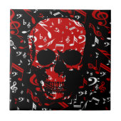 Red Black Musical Notes skull Tegeltje (Voorkant)