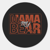 Red Black My Mama Bear Design Ronde Sticker (Voorkant)