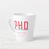 Red Black Name Keepomwille PhD Afstuderen Latte Mok (Linkerhoek)