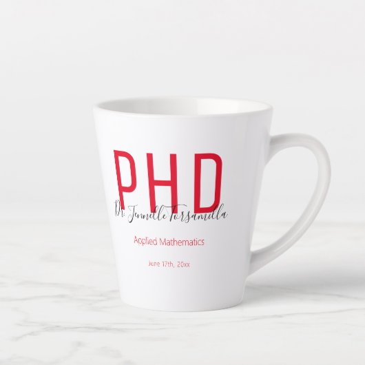 Red Black Name Keepomwille PhD Afstuderen Latte Mok (Rechts)