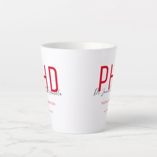 Red Black Name Keepomwille PhD Afstuderen Latte Mok (Voorkant)