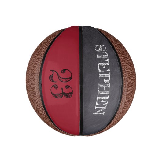 RED Black Number Chalkboard etching Genoemd Basketbal (Verticaal)