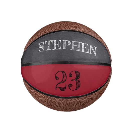 RED Black Number Chalkboard etching Genoemd Basketbal (Voorkant)