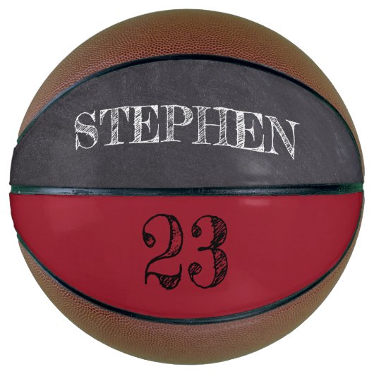 RED Black Number Chalkboard etching Genoemd Basketbal (Voorkant)