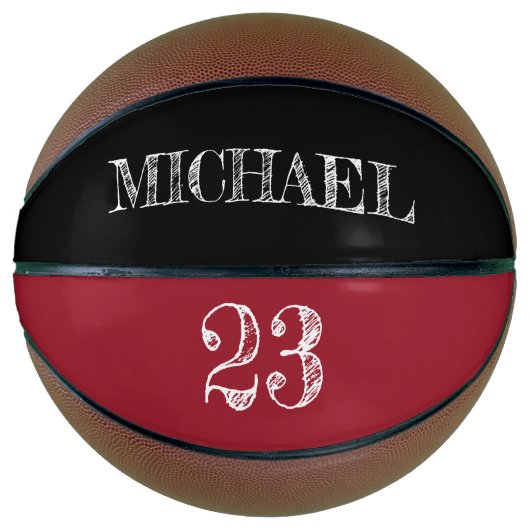 RED Black Number etting Custom Name Basketbal (Voorkant)