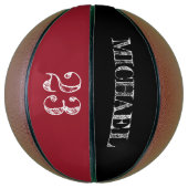 RED Black Number etting Custom Name Basketbal (Verticaal)