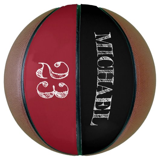 RED Black Number etting Custom Name Basketbal (Verticaal)