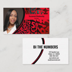 Red Black Numbers Custom Professional Foto Visitekaartje