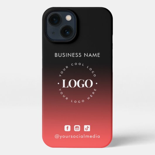 Red Black Ombre Business Logo en sociale media iPhone Hoesje (Achterkant)