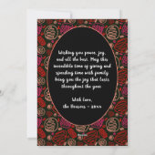 Red Black One line kerstfamilie foto Feestdagenkaart (Achterkant)