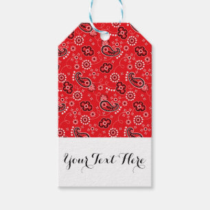 Red Black Paisley Bandana Print op maat gemaakt Cadeaulabel