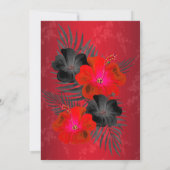 Red Black Palms Hibiscus Damask Birthday Party Kaart (Achterkant)