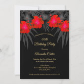 Red Black Palms Hibiscus Floral Tropical Birthday Kaart (Voorkant)