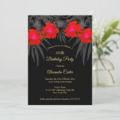 Red Black Palms Hibiscus Floral Tropical Birthday Kaart (Staand voorkant)