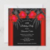 Red Black Palms Hibiscus Tropical Birthday Party Kaart (Voorkant)