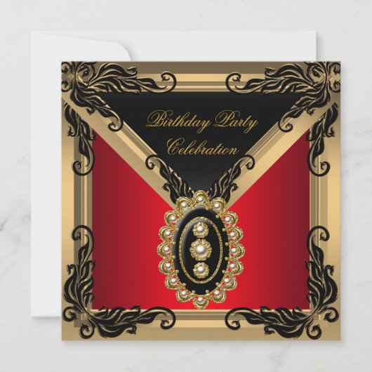 Red Black Pearl Gold-feestdag Kaart (Voorkant)