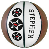 Red Black Personalized Name Lightning Star Basketbal (Verticaal)