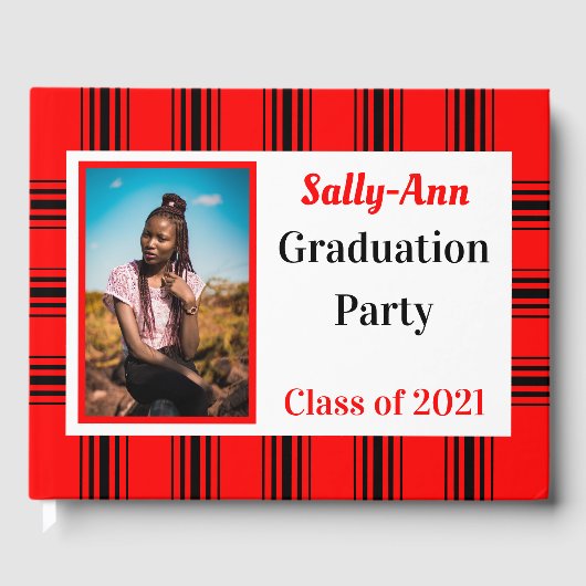 Red Black Photo Graduation Party Gastenboek (Voorkant)