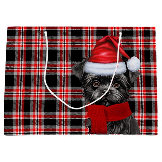 Red Black Plaid Affenpinscher Hondenliefhebber Vak Groot Cadeauzakje (Voorkant)