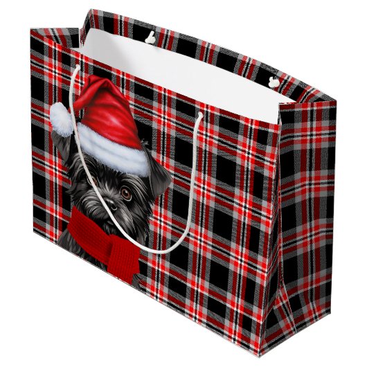 Red Black Plaid Affenpinscher Hondenliefhebber Vak Groot Cadeauzakje (Achterkant Gekanteld)
