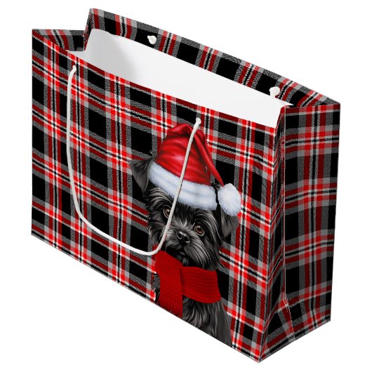 Red Black Plaid Affenpinscher Hondenliefhebber Vak Groot Cadeauzakje (Voorkant Gekanteld)