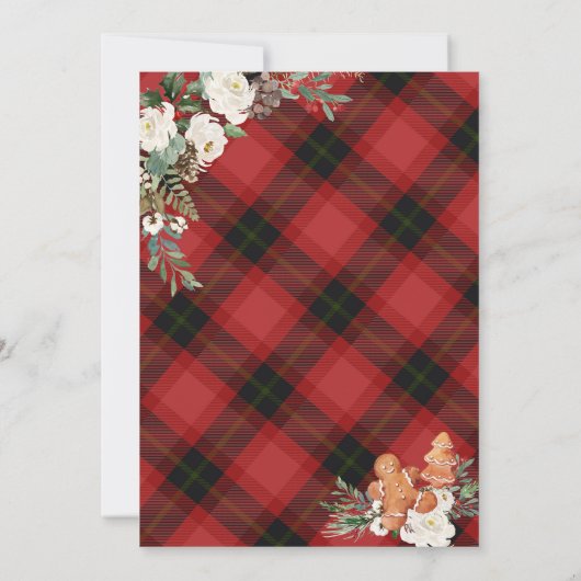 Red Black Plaid Baby Carriage Gender Reveal Kaart (Achterkant)