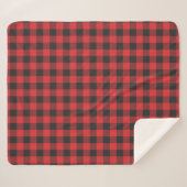 Red Black Plaid Boerderij Sherpa Deken (Voorkant (horizontaal))
