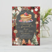 Red Black Plaid Christmas Flanel Brunch Party Kaart (Staand voorkant)