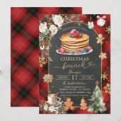 Red Black Plaid Christmas Flanel Brunch Party Kaart (Voorkant / Achterkant)
