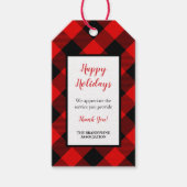 Red Black Plaid Dank u vakantie cadeau label Cadeaulabel (Voorkant)