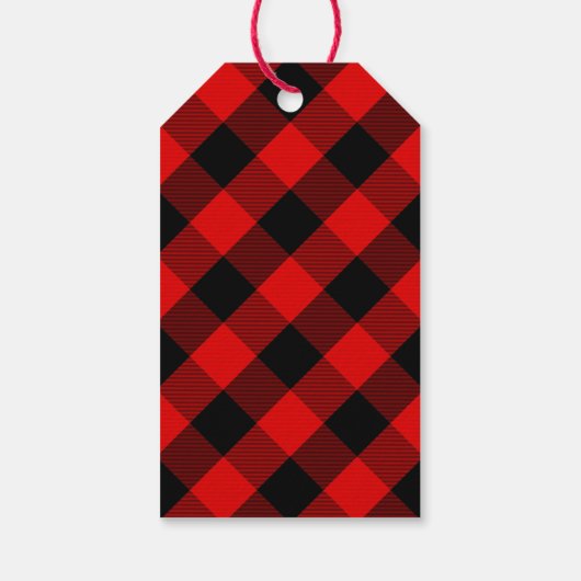 Red Black Plaid Dank u vakantie cadeau label Cadeaulabel (Achterkant)