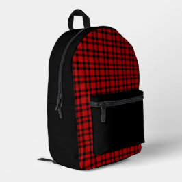 Red Black Plaid Pattern Bedrukte Rugzak