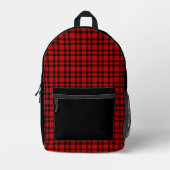 Red Black Plaid Pattern Bedrukte Rugzak (Voorkant)