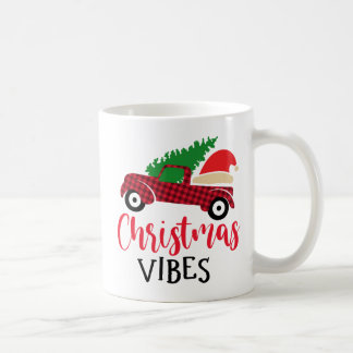 Red Black Plaid Pattern Rustic Christmas Truck Koffiemok